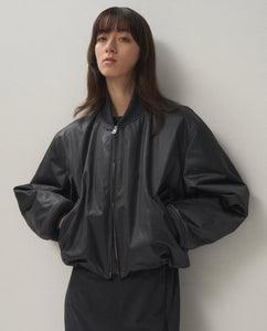 COWHIDE NYLON CROPPED JACKET MA-1（WOMEN）