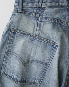 LEVI'S TURN-UP PATCH WORK DENIM PANTS