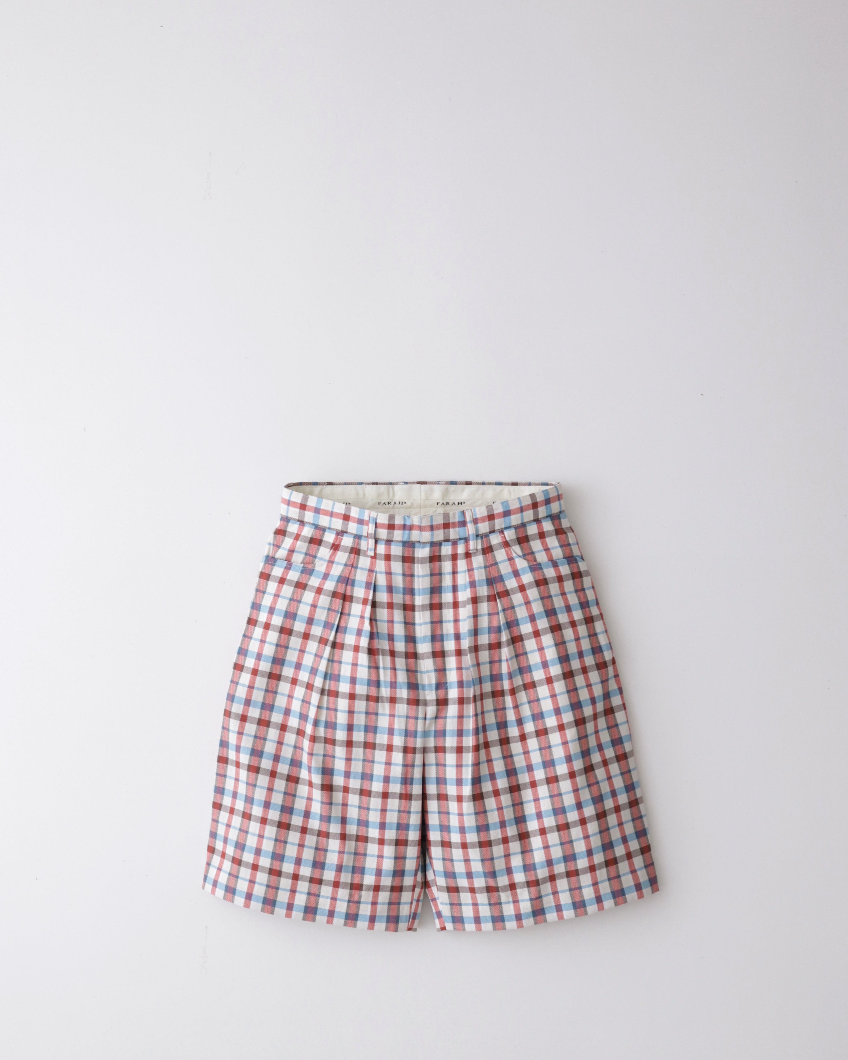 FARAH｜TWO-TUCK WIDE SHORTS / SOUVENIR CHECK