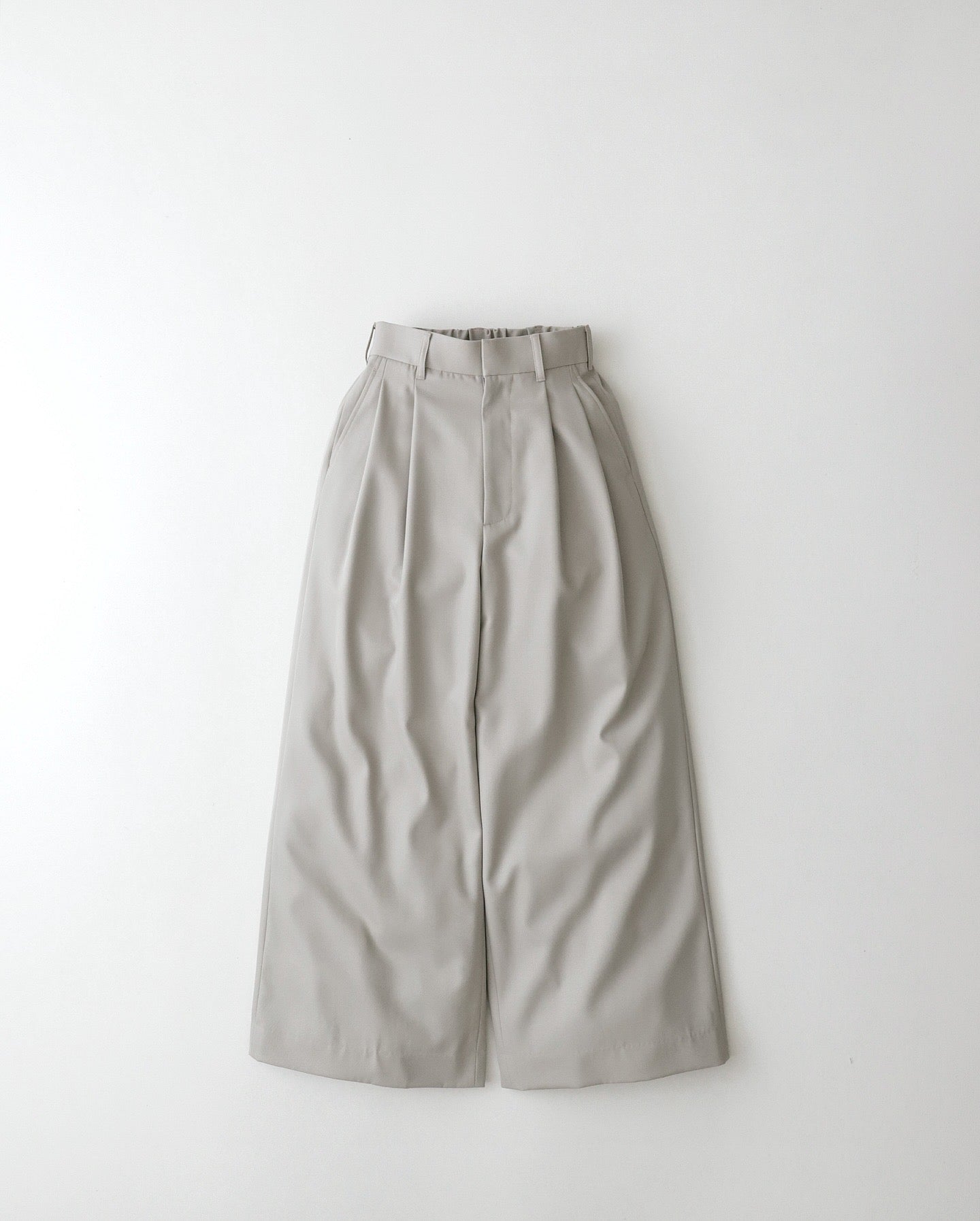 TECHNO WOOL NYLON TWO TUCK WIDE PANTS（WOMEN）
