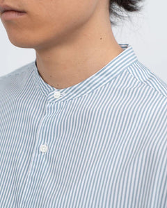BROAD STRIPE S/S OVERSIZED BAND COLLAR SHIRT