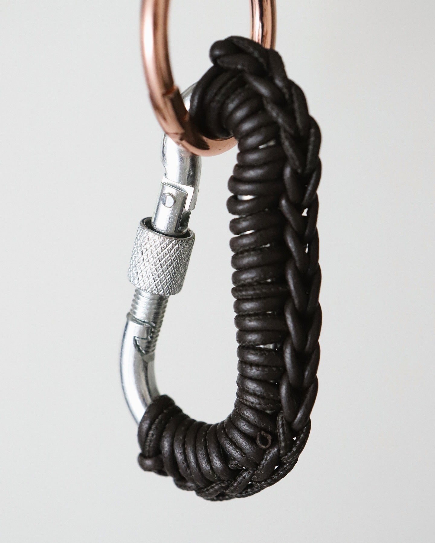 BROWN LEATHER CARABINER BY AURELIE MATHIGOT
