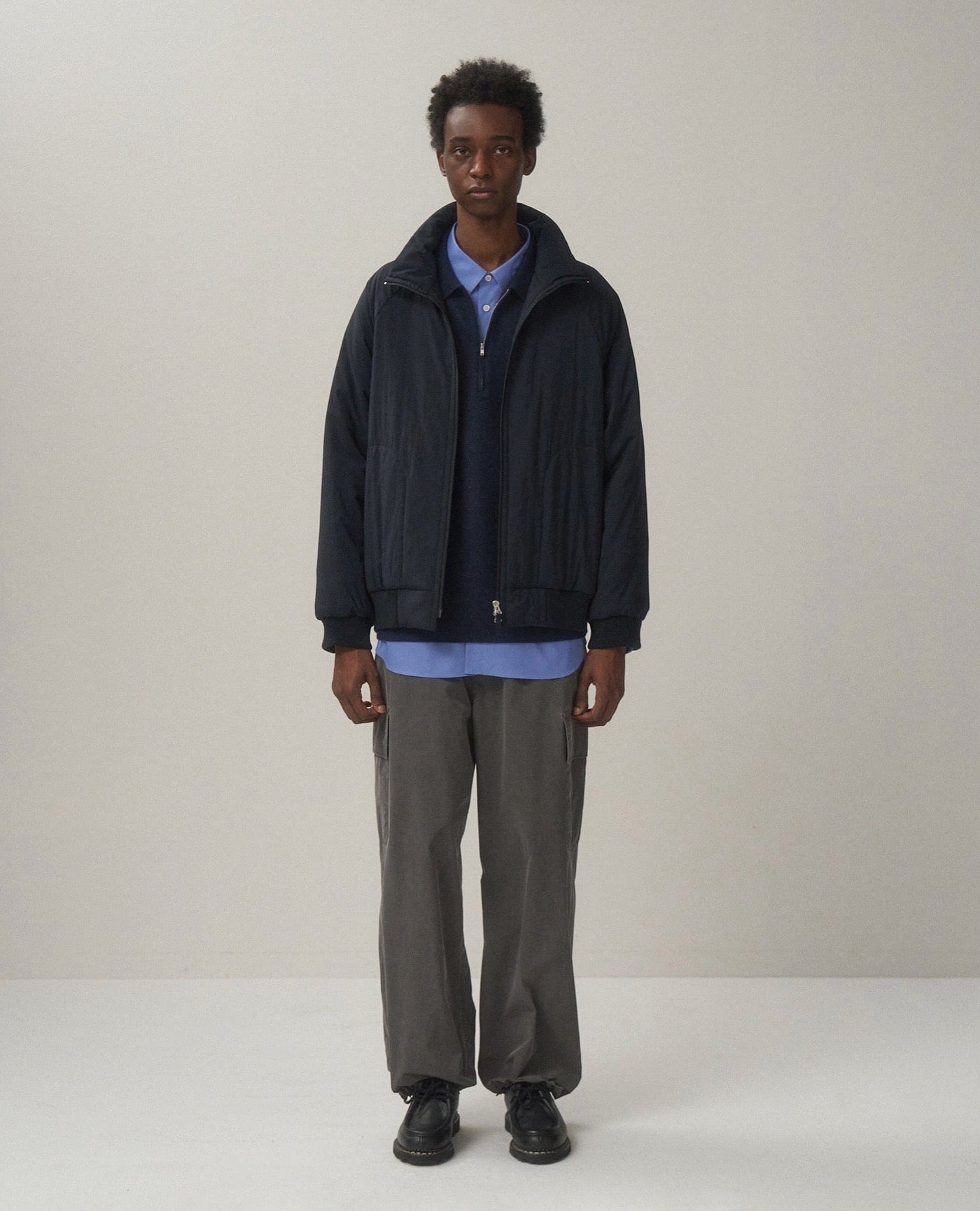 MAT AIRY NYLON WOOL PADDED STAND JACKET