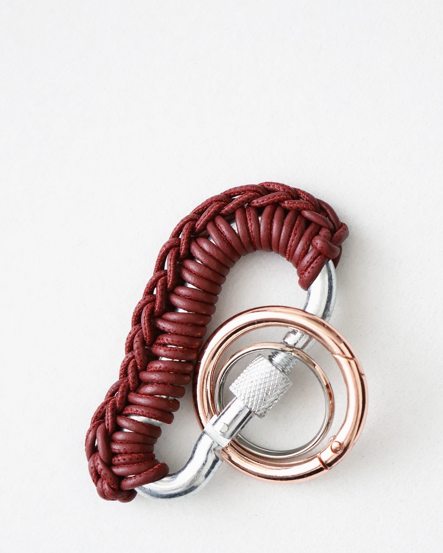 COGNAC LEATHER CARABINER BY AURELIE MATHIGOT