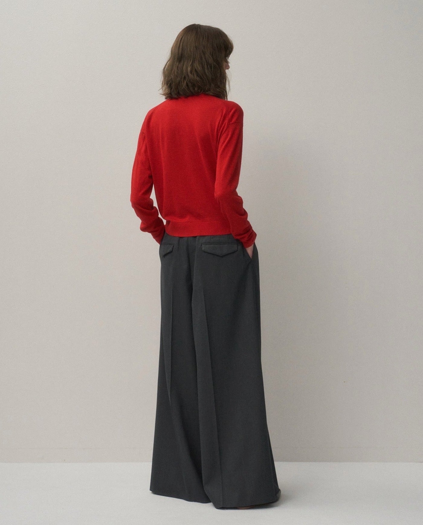 COMPACT WOOL 3TUCKED WIDE PANTS（WOMEN）