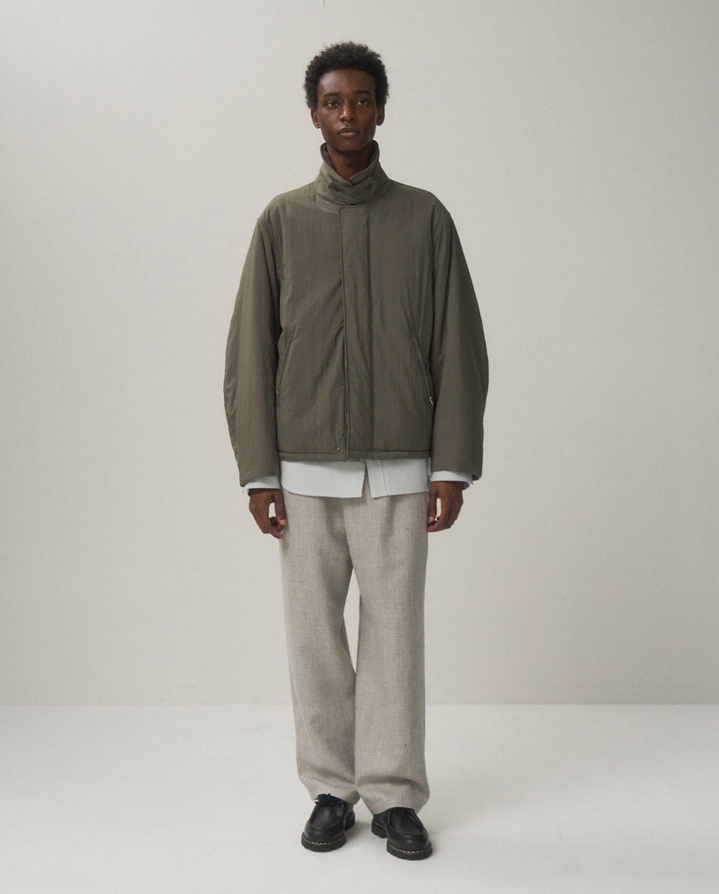 MAT AIRY NYLON WOOL PADDED HARRINGTON JACKET