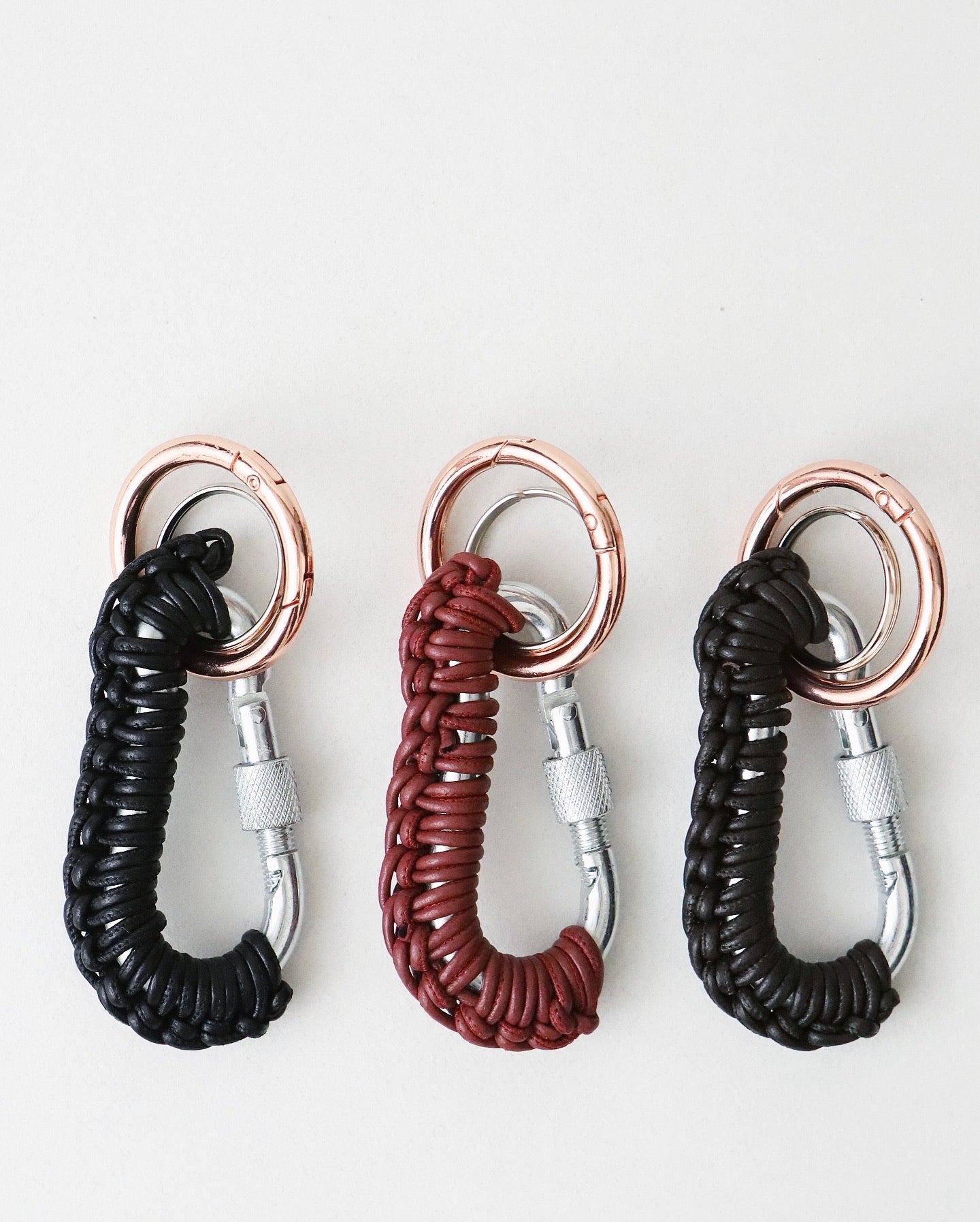 COGNAC LEATHER CARABINER BY AURELIE MATHIGOT
