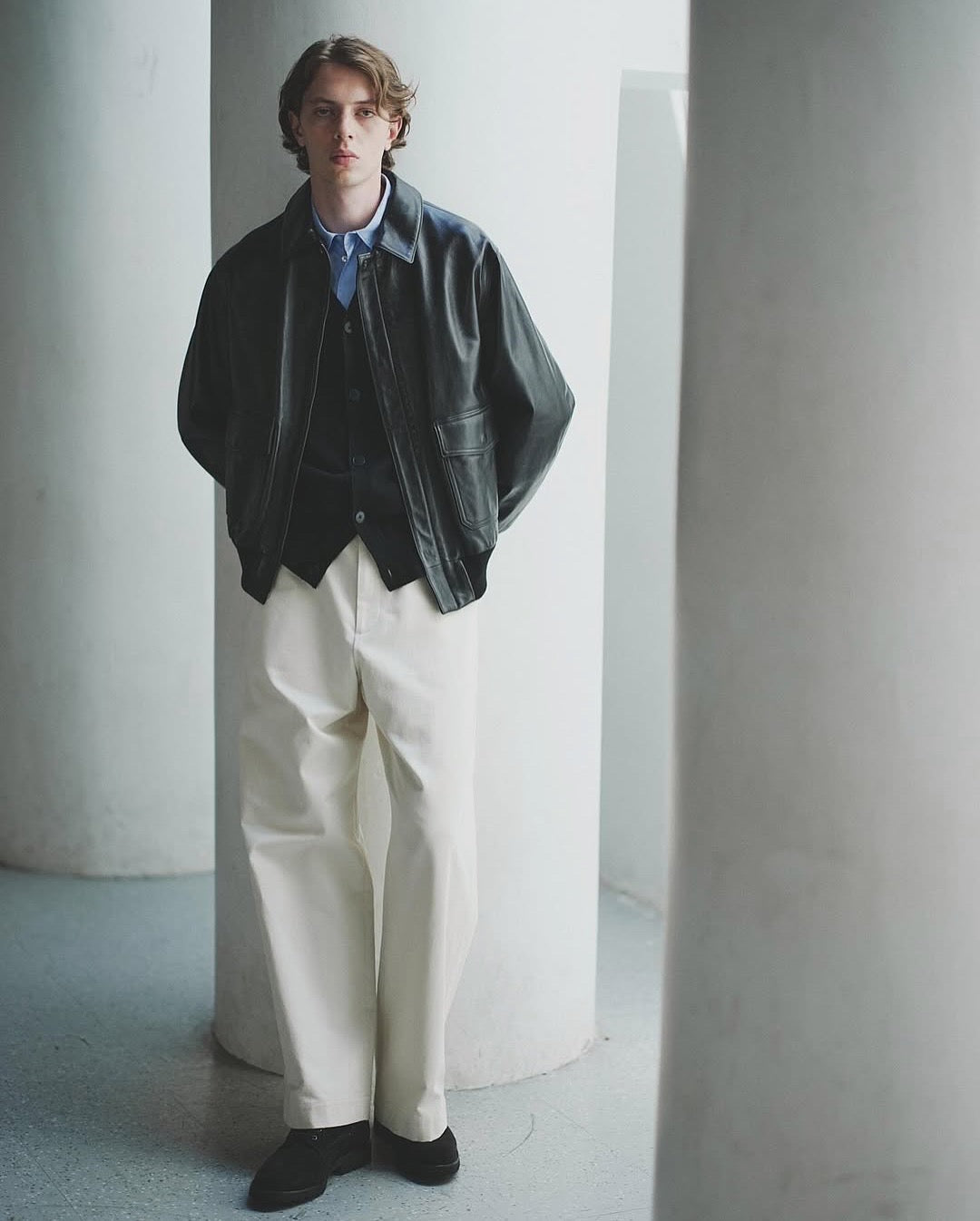COTTON SATIN BAGGY PANTS