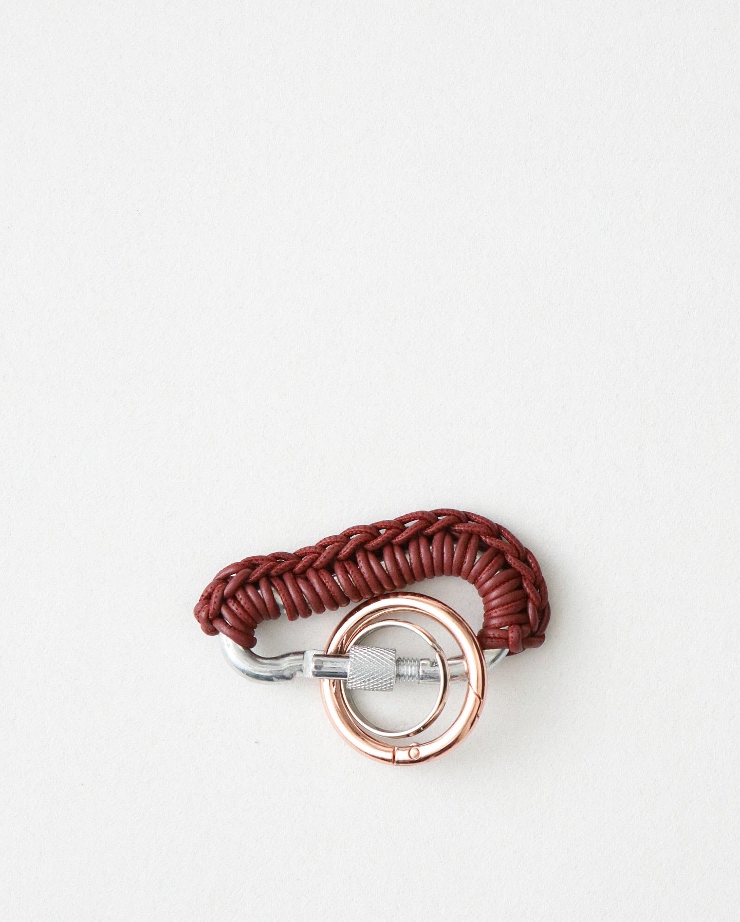 COGNAC LEATHER CARABINER BY AURELIE MATHIGOT