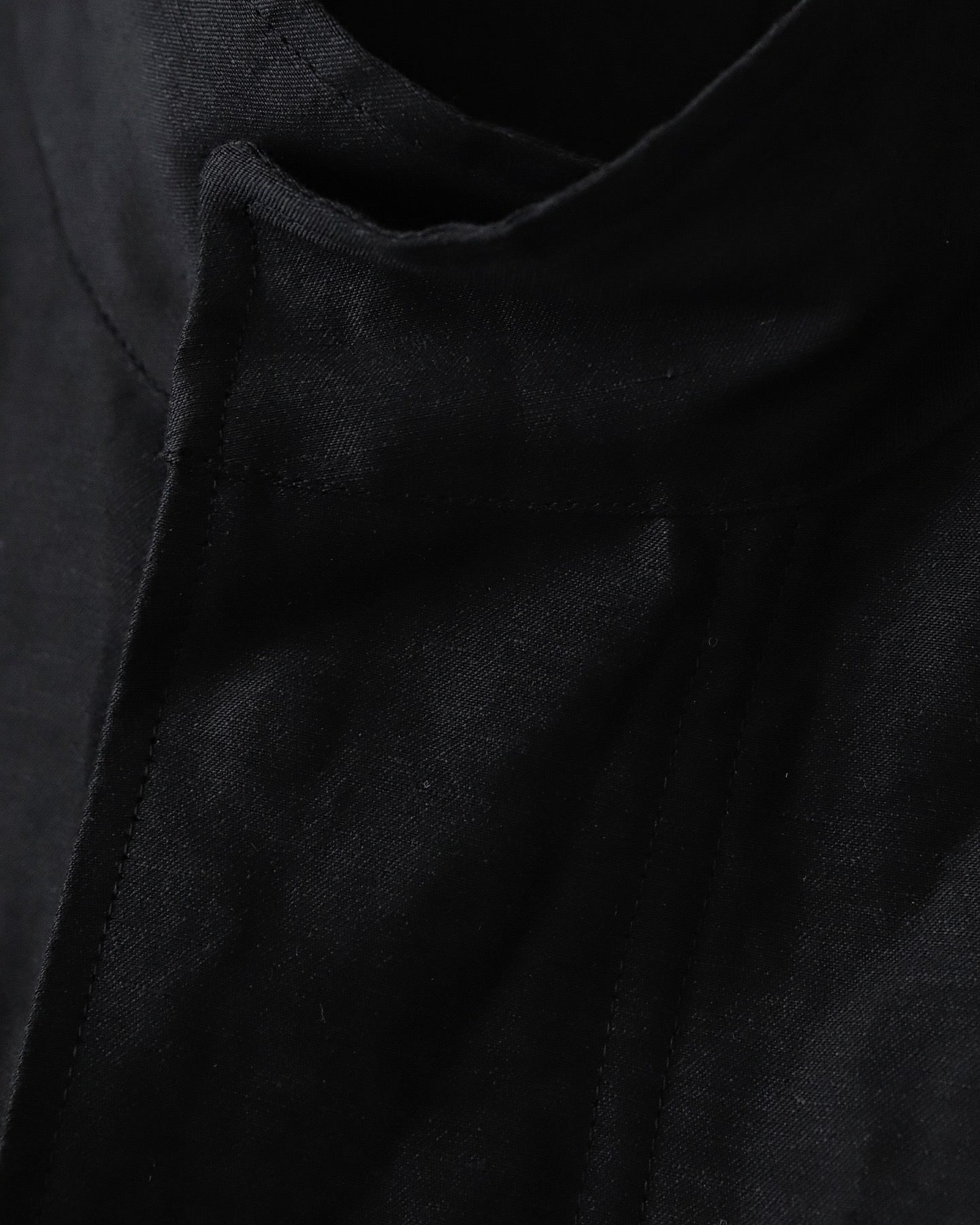 BACK SATIN LINEN CUPRO SHORT MODS COAT