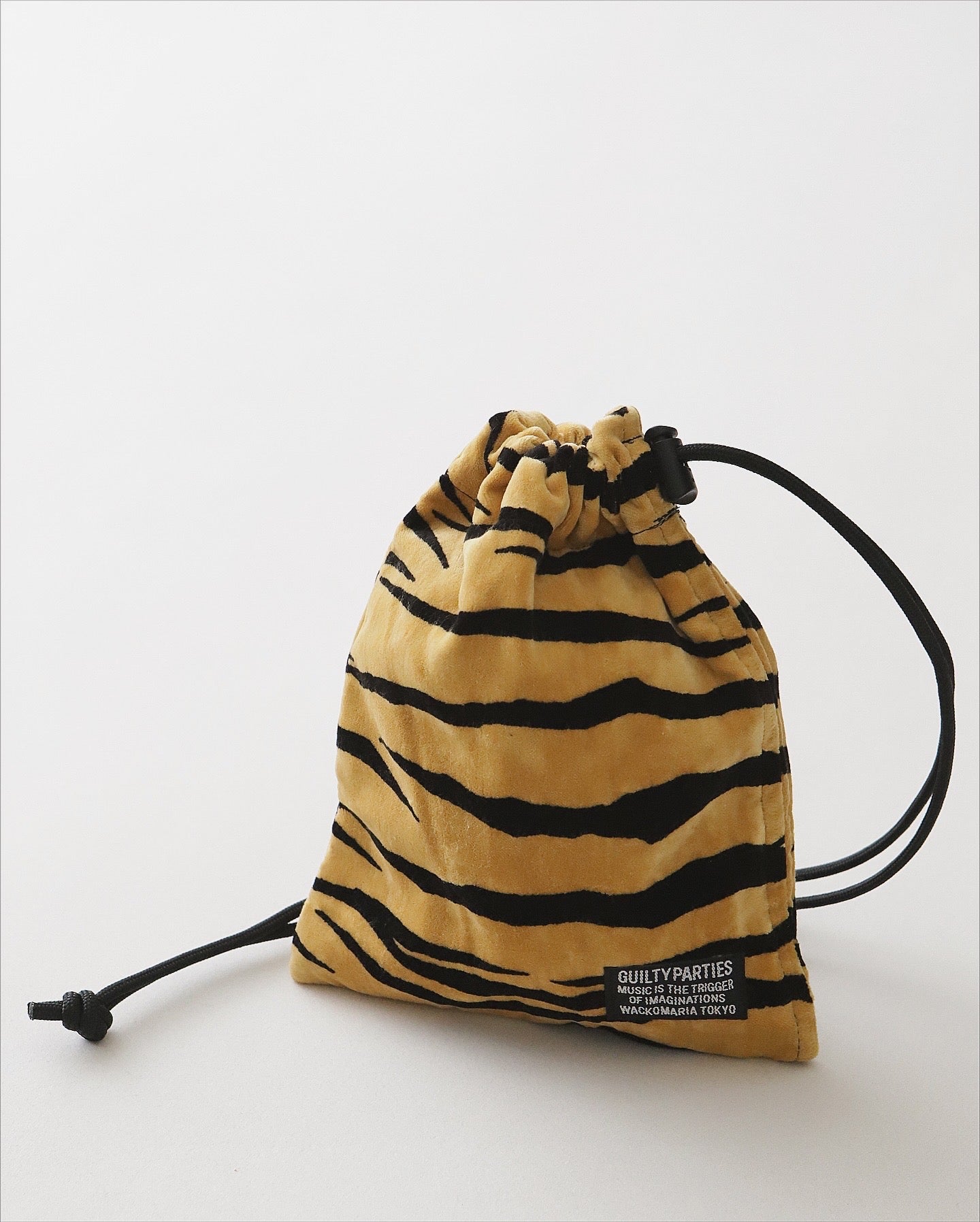 TIGER VELOUR DRAWSTRING BAG