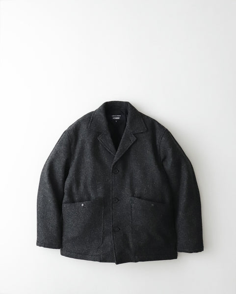 ジャケット・アウター 80s COMMEdesGARCONS HOMME wool half coat COMME des GARCONS HOMME WOOL TWEED HERRINGBONE 3B QUILTED LINING