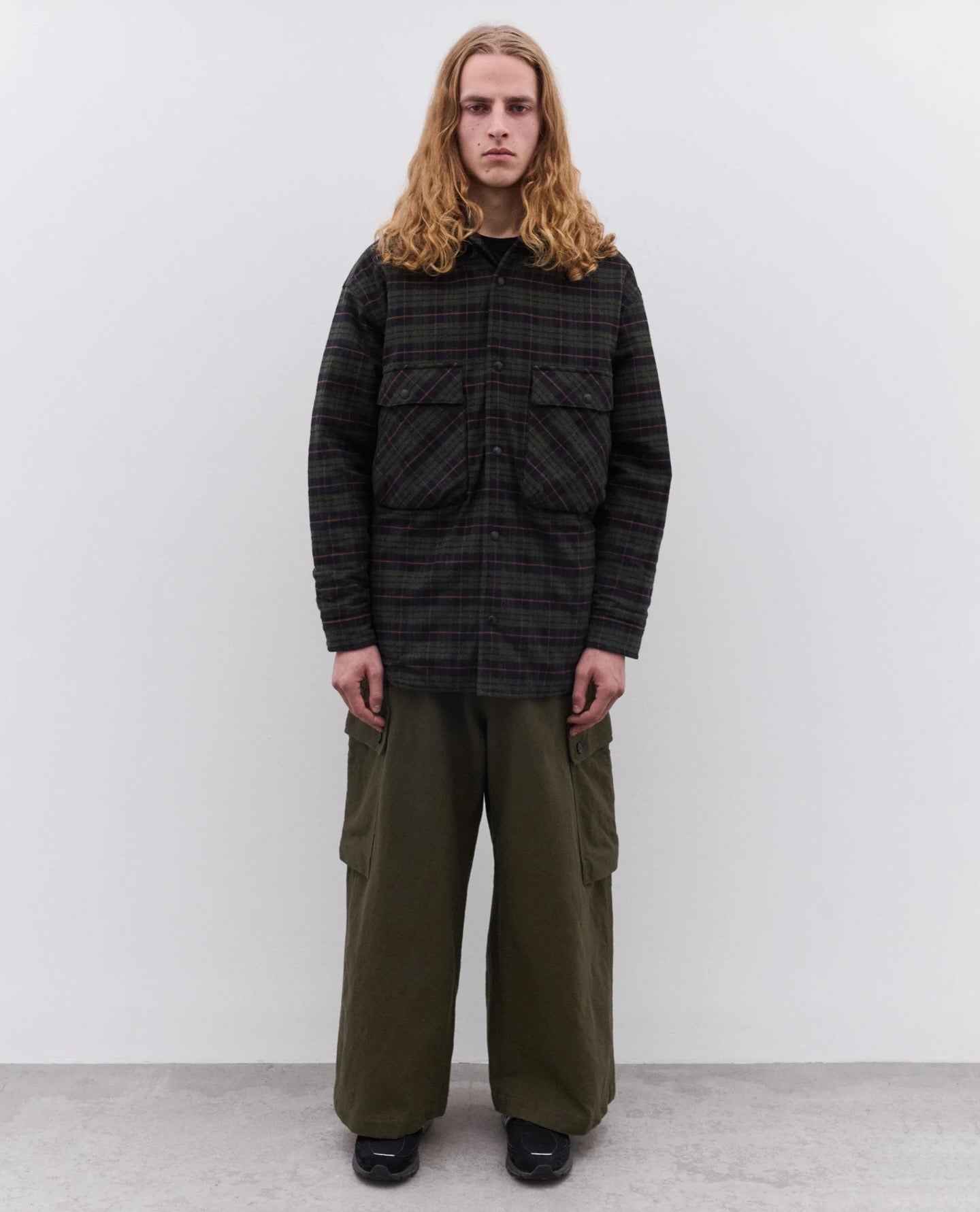 CARGO PANTS COTTON WOOL ARMY SERGE