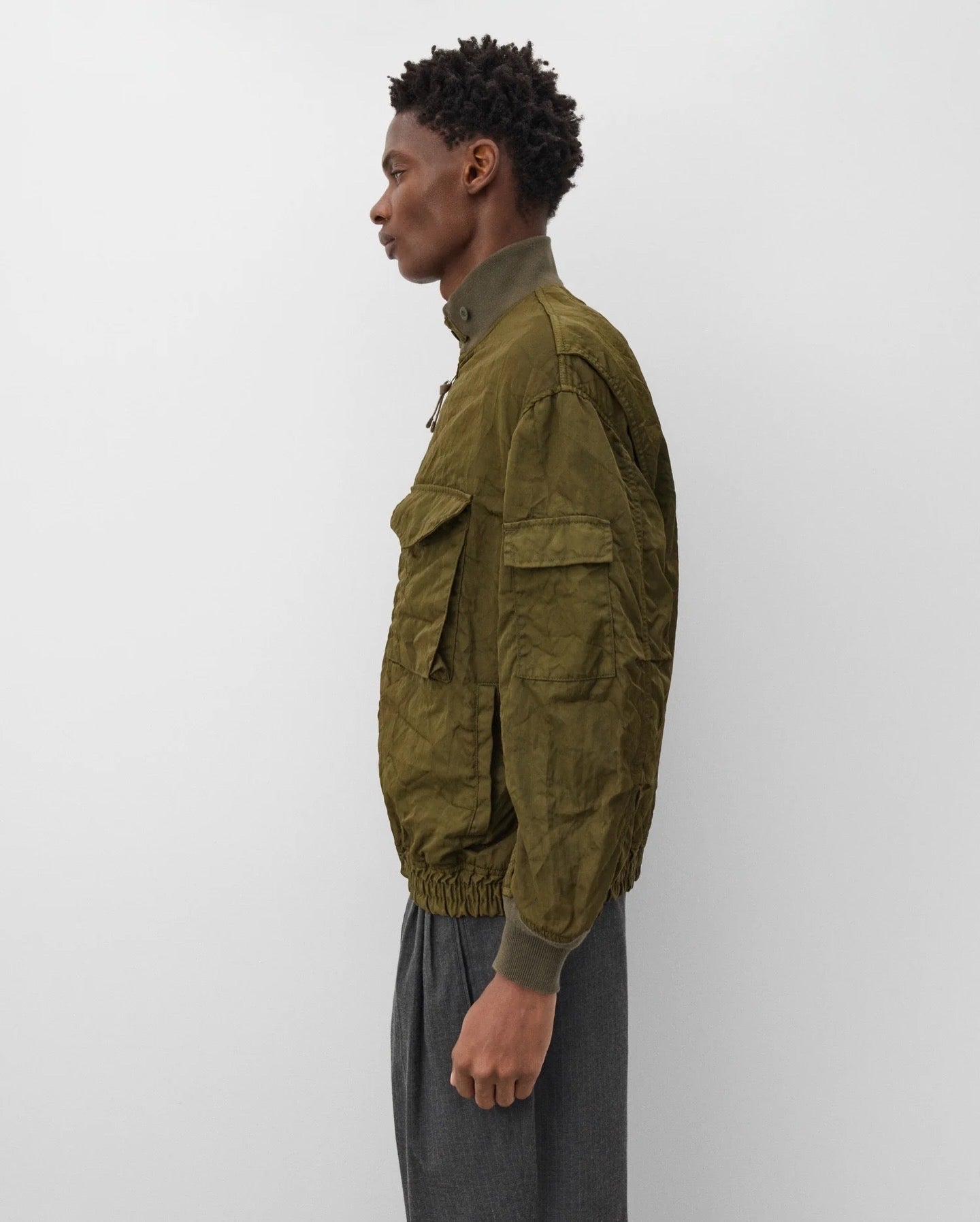 COMME des GARCONS HOMME GARMENT DYE NYLON TWILL CRINKLED BOMBER 