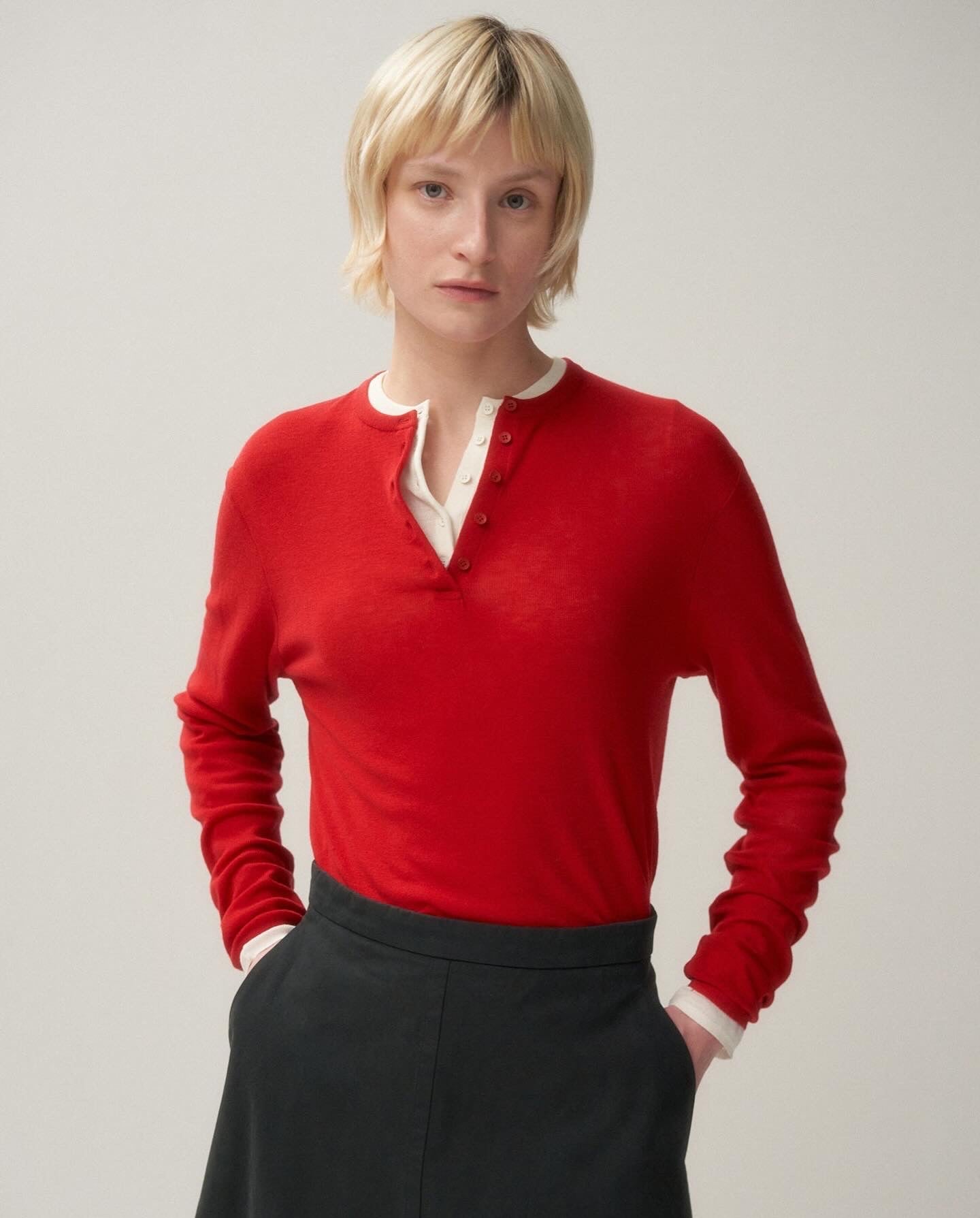 ROYAL WOOL CIRCULAR RIB HENRYNECK SWEATER（WOMEN）