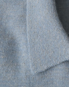 BABY ALPACA LINEN ZIP-UP POLO SWEATER