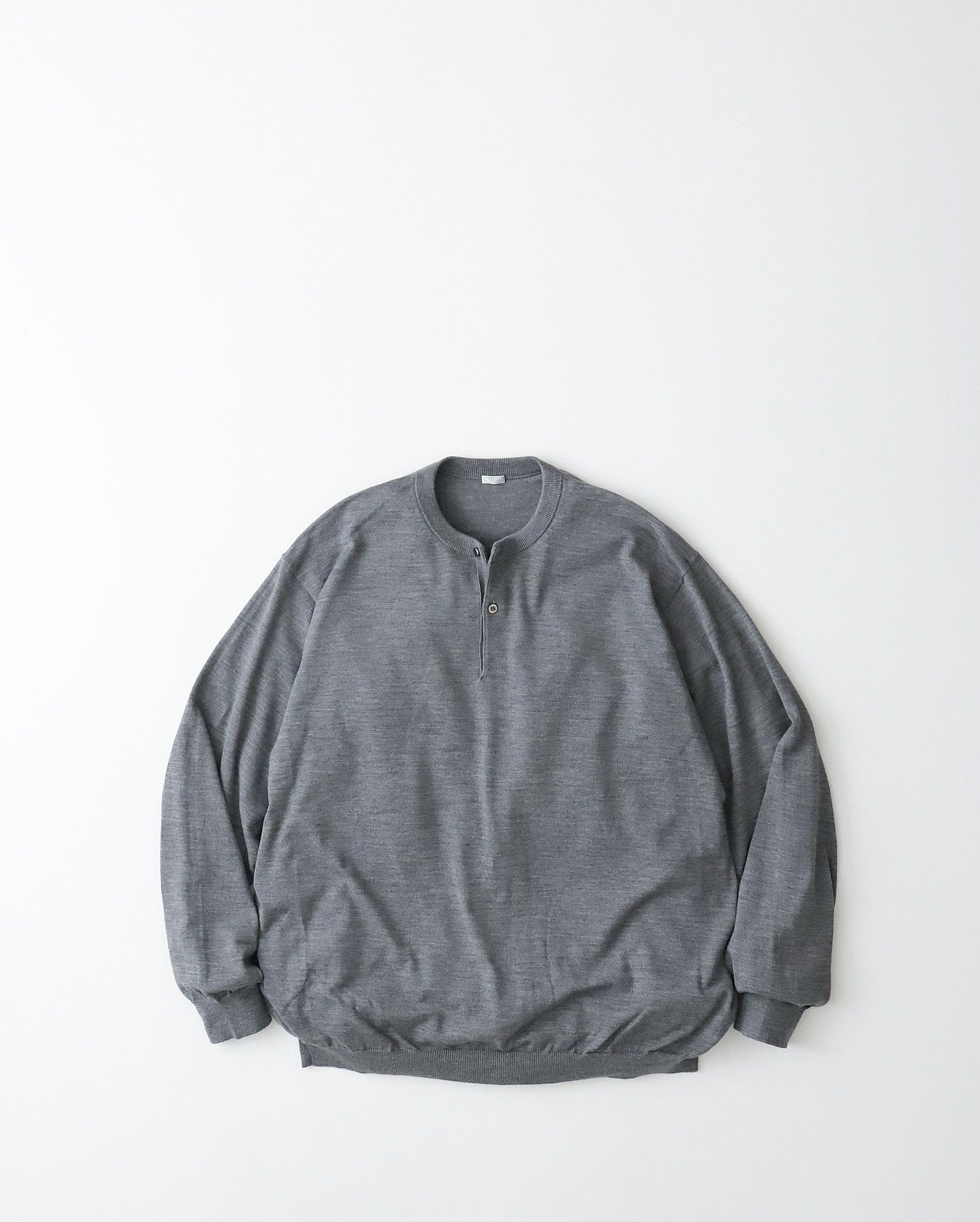 WOOL KNIT HENLEY NECK SWEATER
