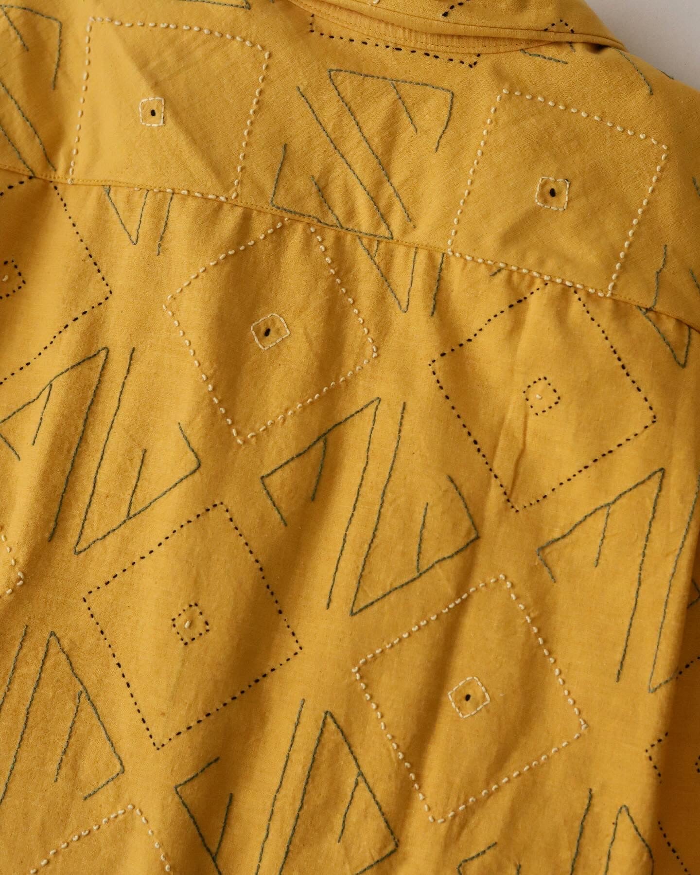 OVERSHIRT SHORT SLEEVE EMBROIDERED FABRIC YELLOW