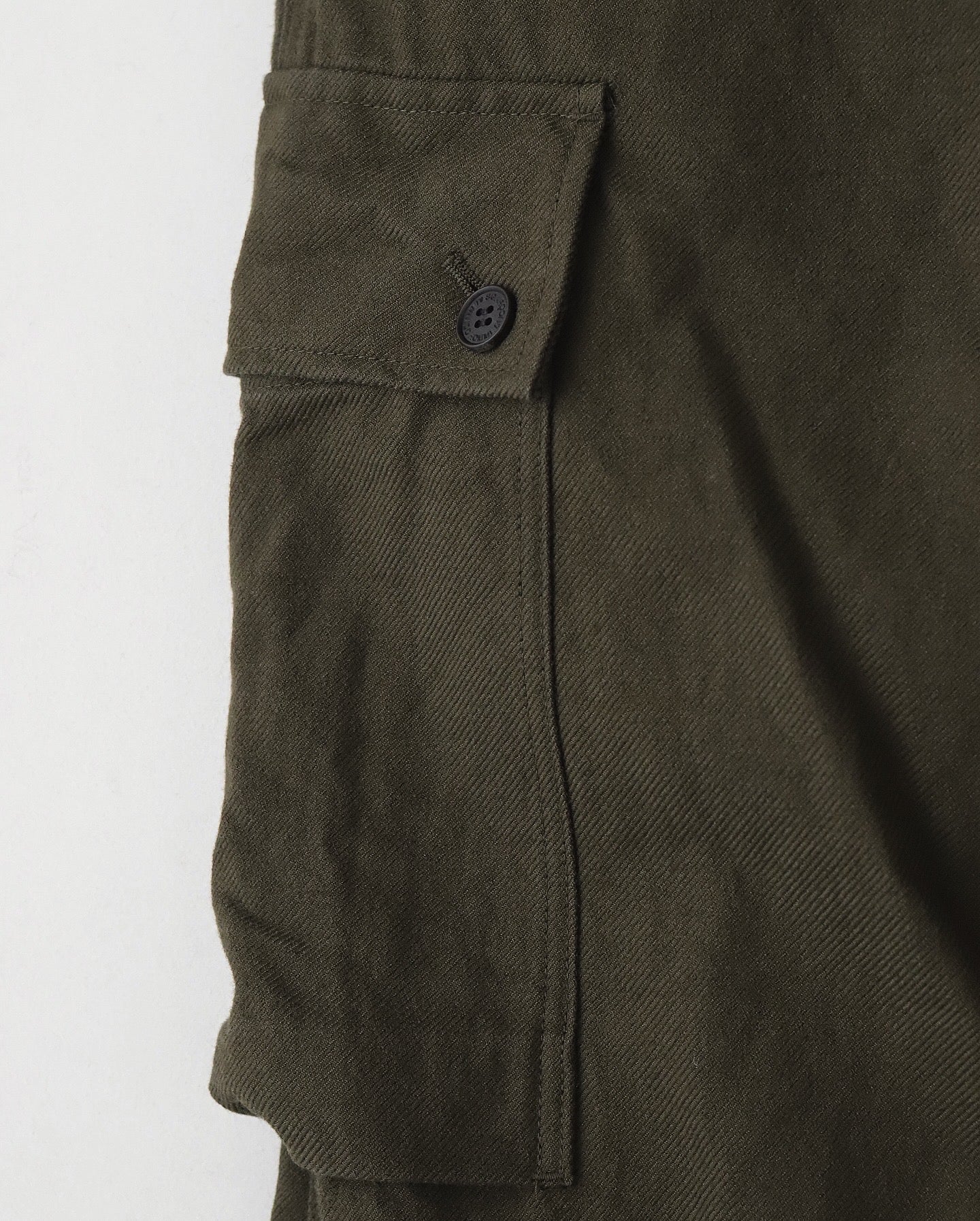 CARGO PANTS COTTON WOOL ARMY SERGE