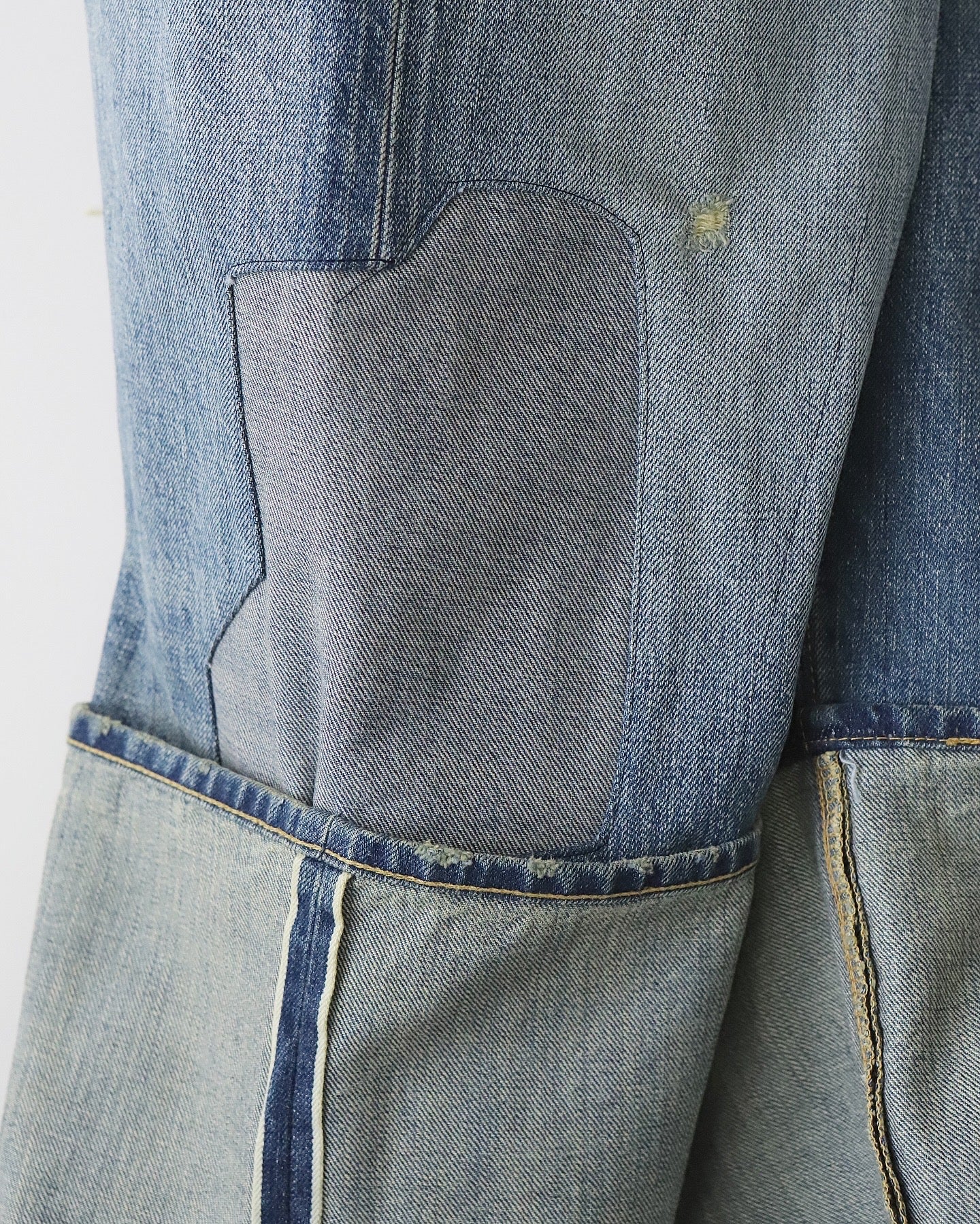 LEVI'S TURN-UP PATCH WORK DENIM PANTS