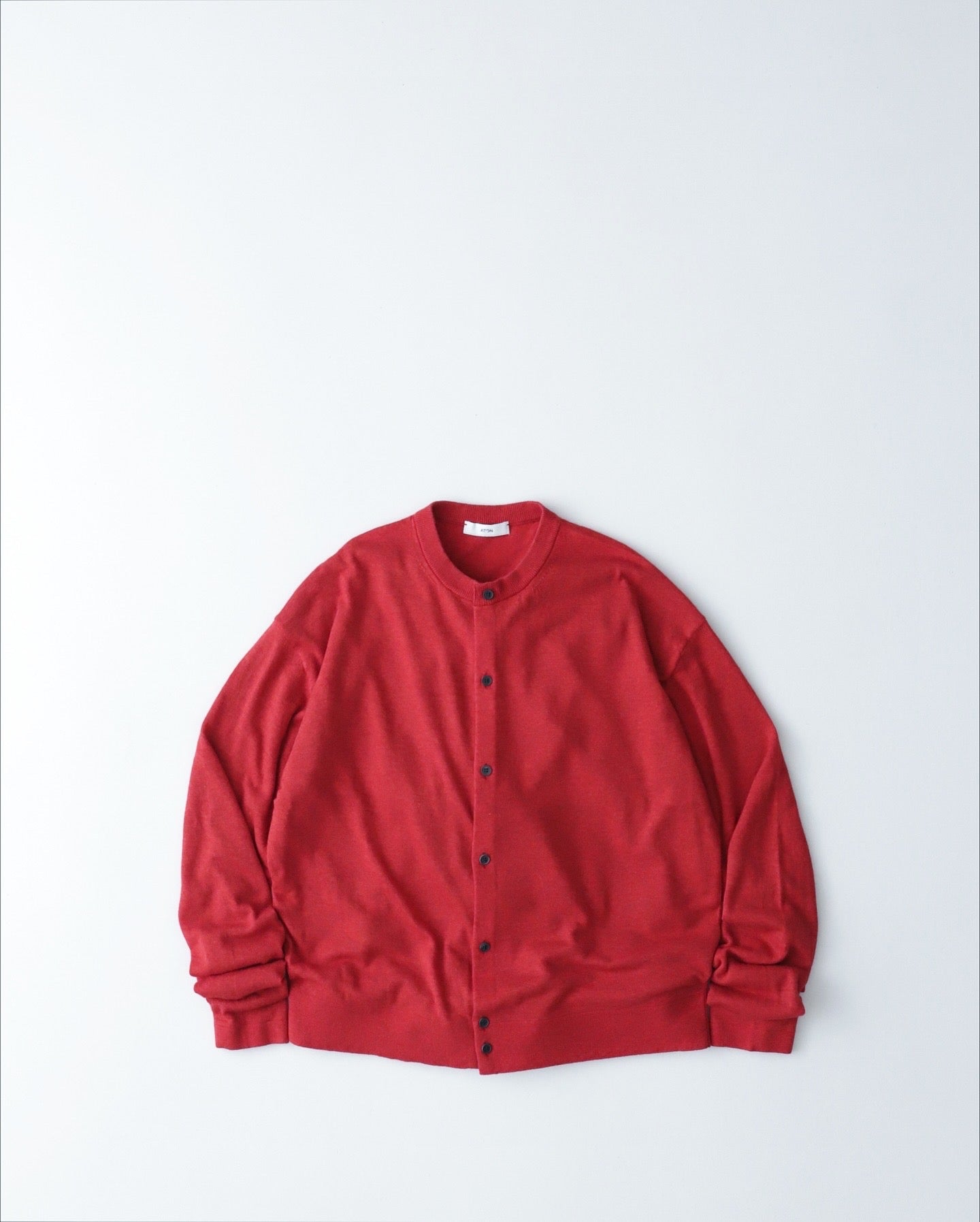 GARMENT DYED CASHMERE SILK CREWNECK CARDIGAN（WOMEN）