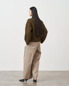 WOOL GABARDINE WIDE TWO-TUCKED PANTS（WOMEN）