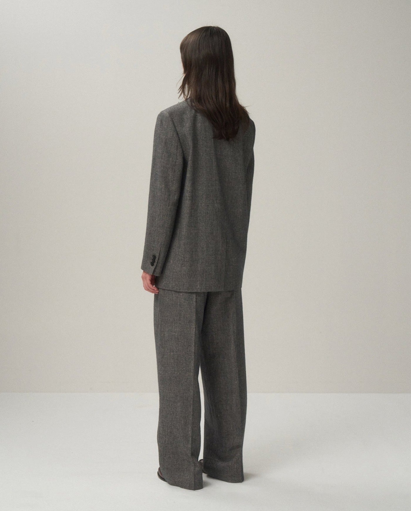 LINEN WOOL TWILL TUCKED EASY PANTS（WOMEN）