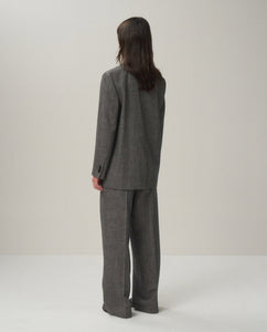 LINEN WOOL TWILL TUCKED EASY PANTS（WOMEN）