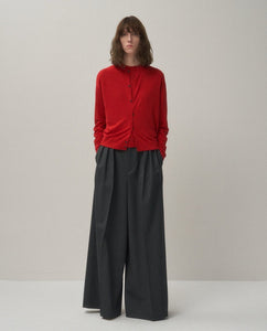 GARMENT DYED CASHMERE SILK CREWNECK CARDIGAN（WOMEN）