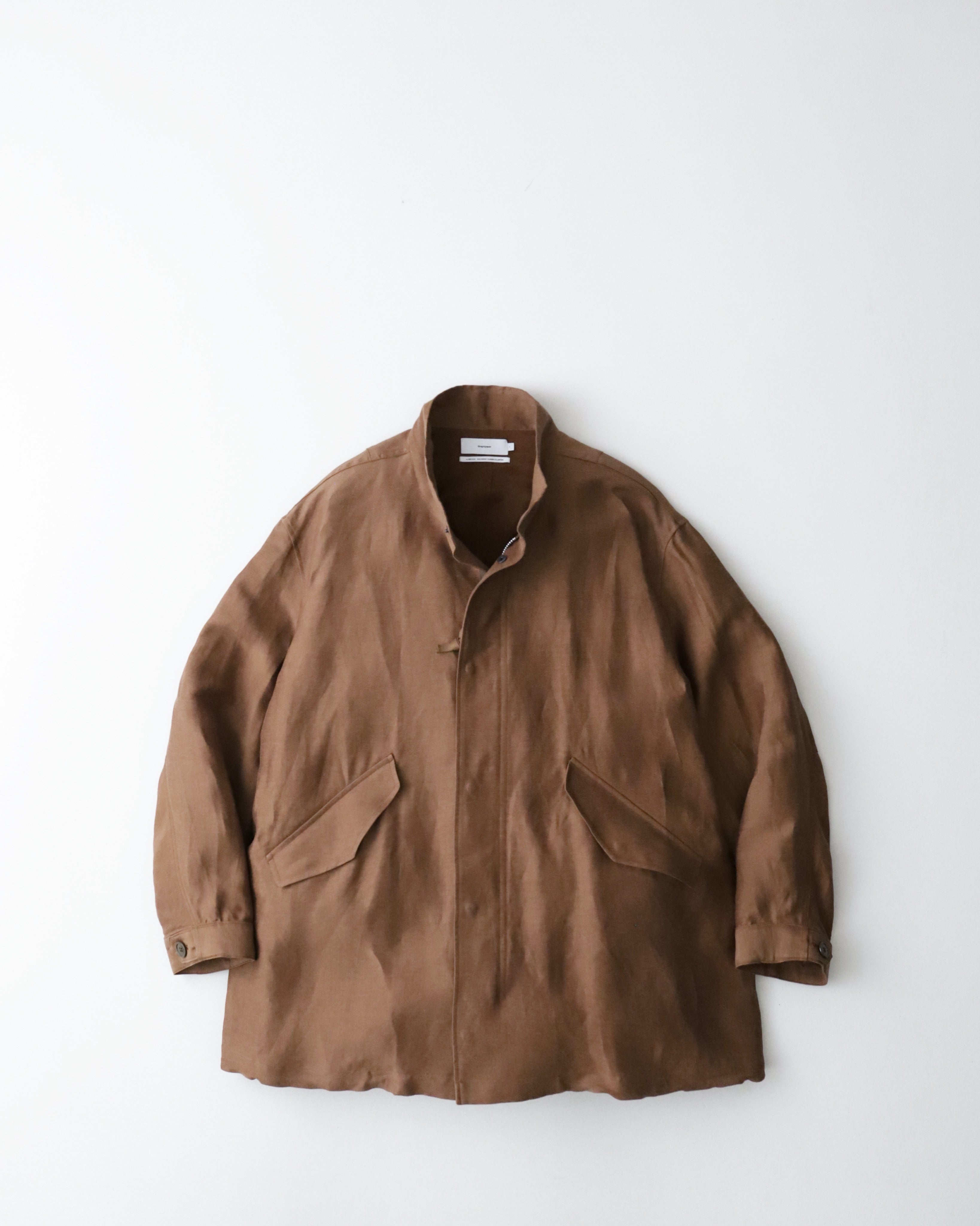 BACK SATIN LINEN CUPRO SHORT MODS COAT