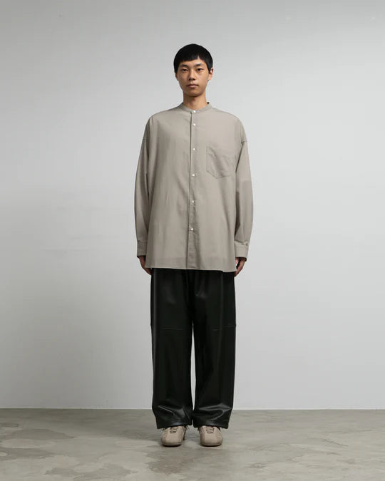 TECHNO WOOL TROPICAL OVERSIZED BAND COLLAR SHIRT