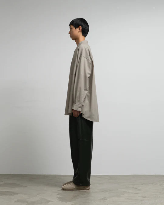 TECHNO WOOL TROPICAL OVERSIZED BAND COLLAR SHIRT