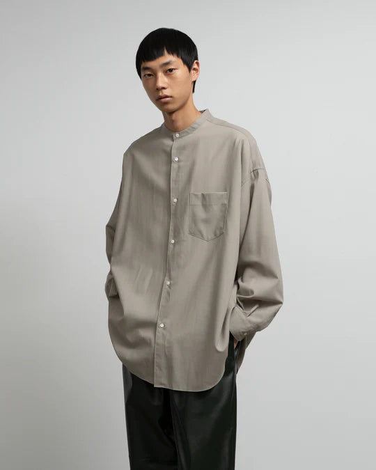 TECHNO WOOL TROPICAL OVERSIZED BAND COLLAR SHIRT