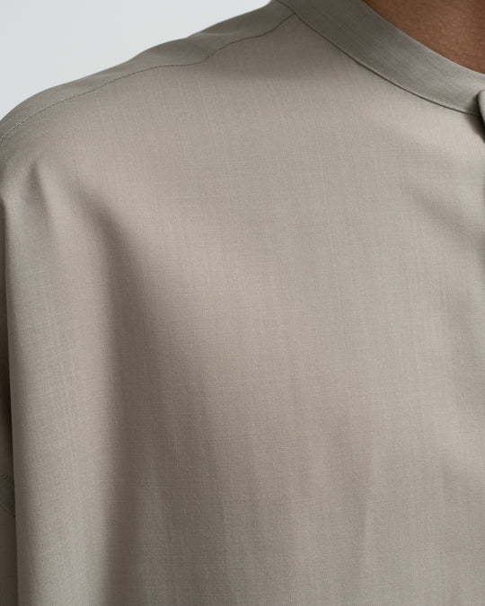 TECHNO WOOL TROPICAL OVERSIZED BAND COLLAR SHIRT