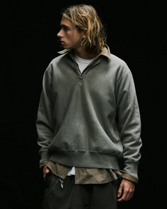 VINTAGE HALF ZIP RIB COLLAR SWEATSHIRT