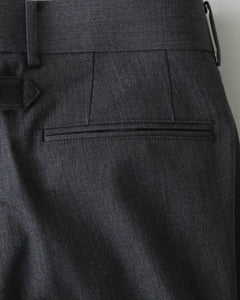 UNLIKELY BACK STRAP PLAIN FRONT TROUSERS WOOL SERGE