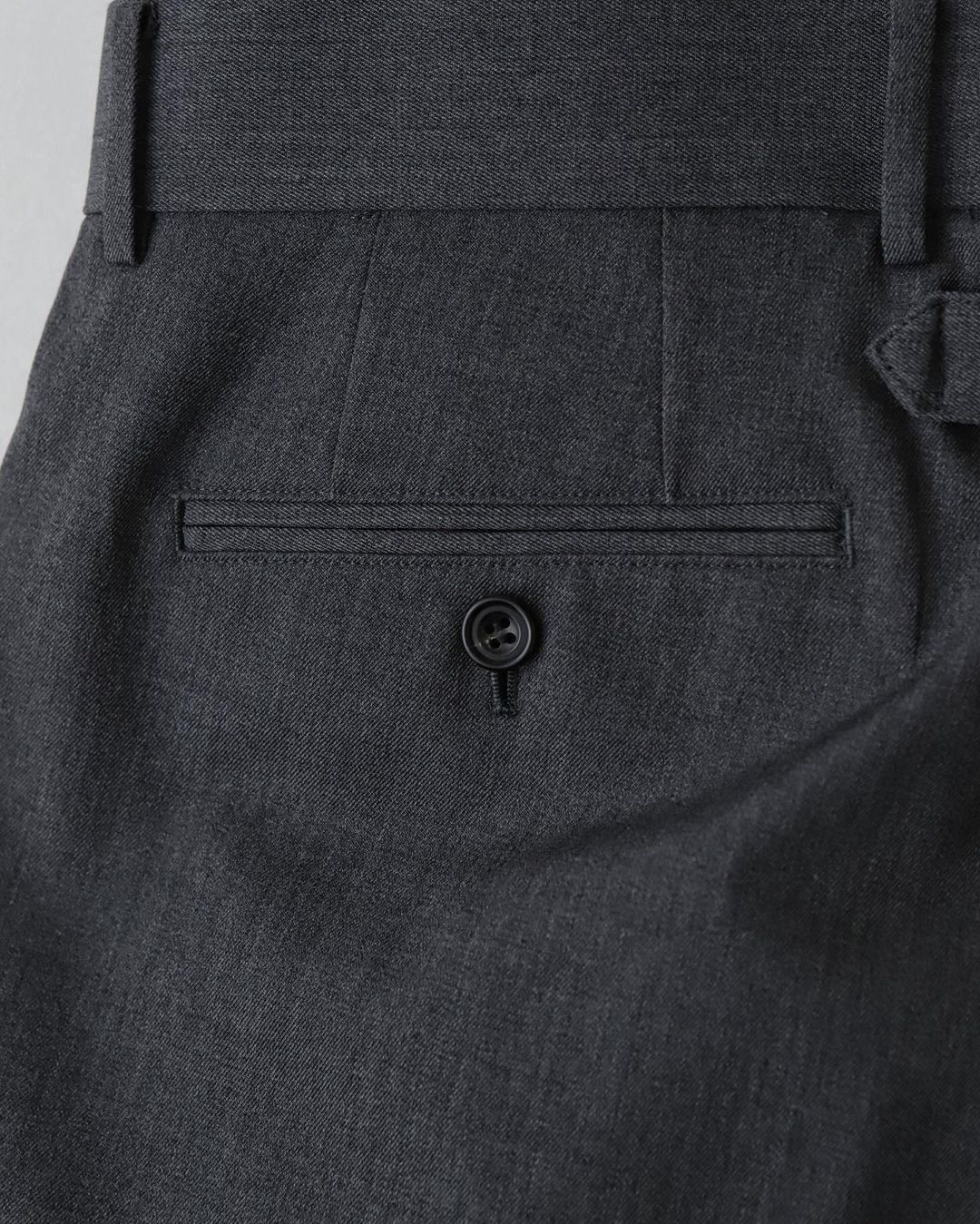 UNLIKELY BACK STRAP PLAIN FRONT TROUSERS WOOL SERGE