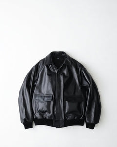 23aw LOEFF Leather A-2 ジャケット レザー ブルゾン JaVaジャバ コラボ》高見えをプラスするシボ感！フェイクレザー