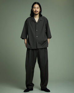 WOOL TROPICAL OPEN COLLAR SHIRT