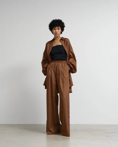 SILICON POPLIN TWO TUCK EASY WIDE PANTS（WOMEN）