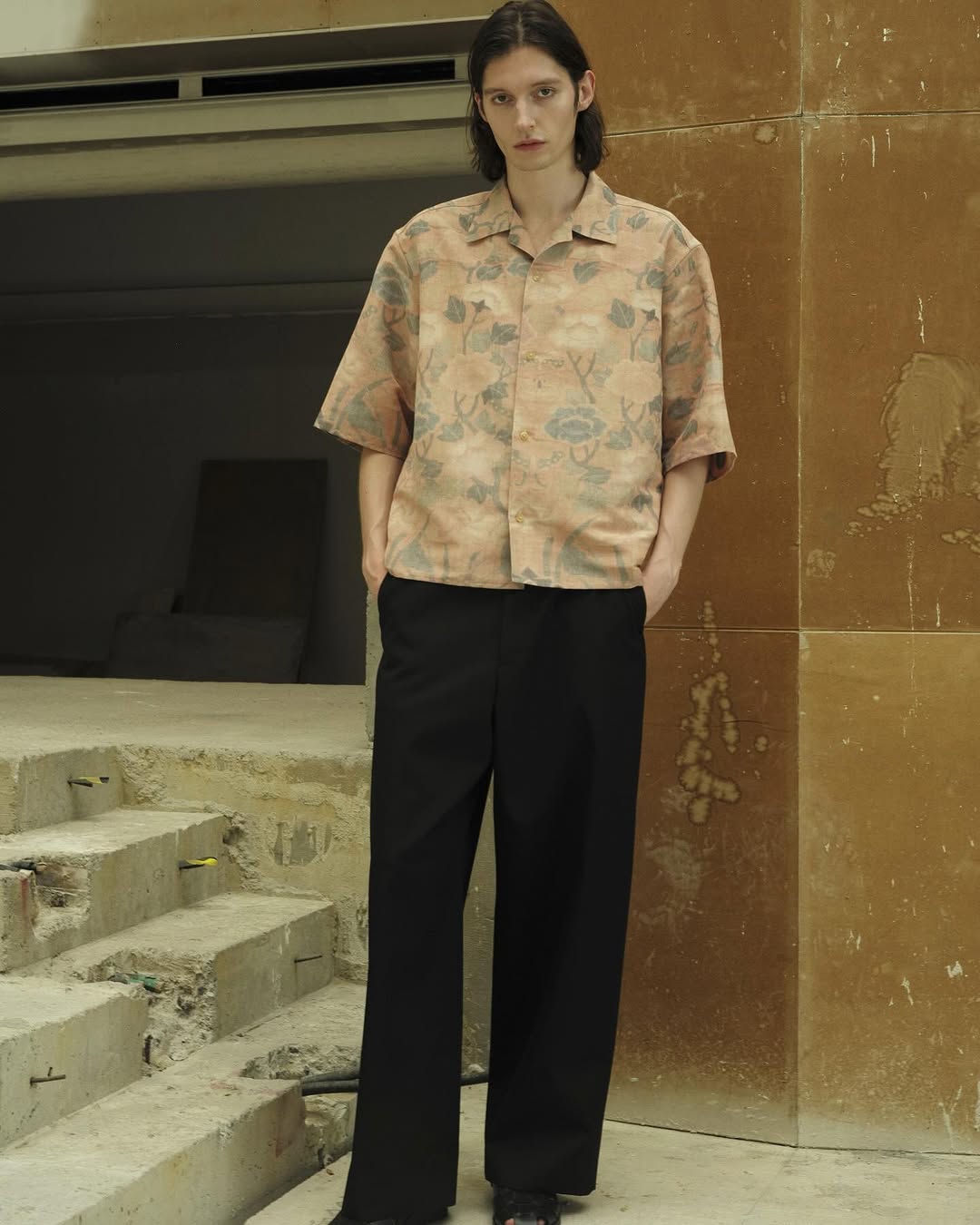 FRAGMENT FLOWER OPEN COLLAR SHIRT