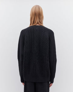 MERINO WOOL MIX CABLE KNIT SWEATER