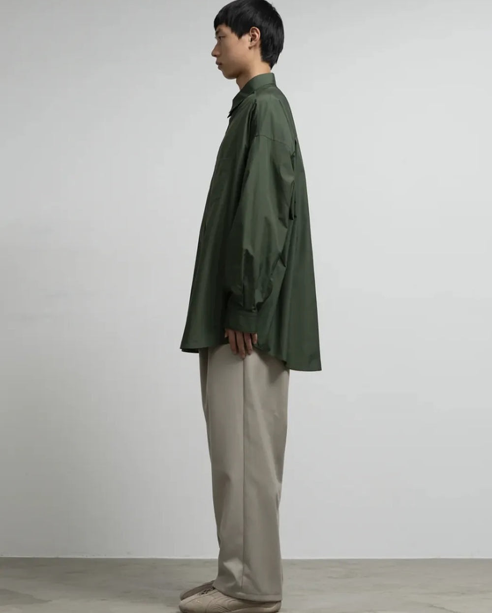 SILICON POPLIN OVERSIZED REGULAR COLLAR SHIRT