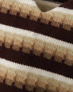 V NECK WIDE THREE D KNIT BROWN MIX