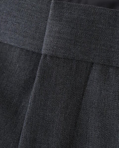 UNLIKELY BACK STRAP PLAIN FRONT TROUSERS WOOL SERGE