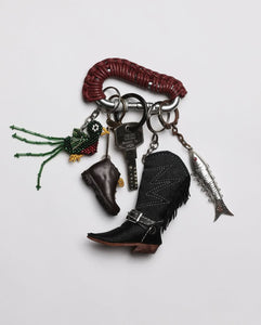 COGNAC LEATHER CARABINER BY AURELIE MATHIGOT