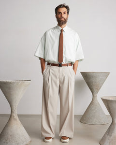 SEMI DULL OXFORD WIDE TROUSERS