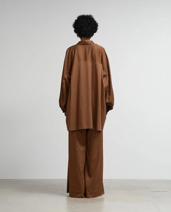 SILICON POPLIN TWO TUCK EASY WIDE PANTS（WOMEN）