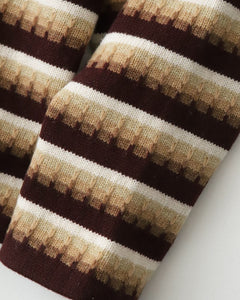 V NECK WIDE THREE D KNIT BROWN MIX