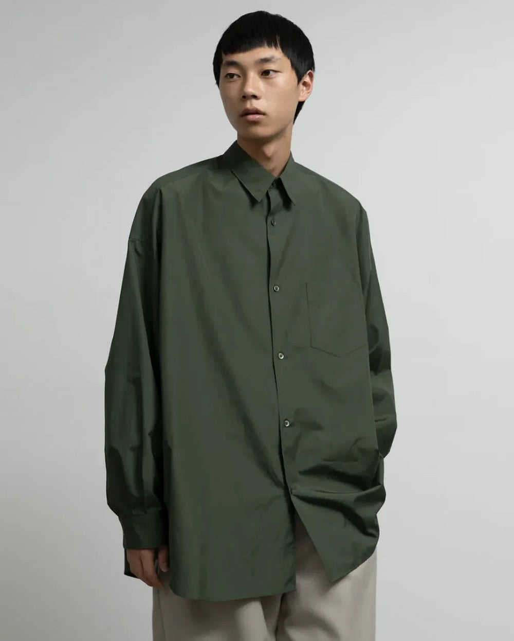 SILICON POPLIN OVERSIZED REGULAR COLLAR SHIRT